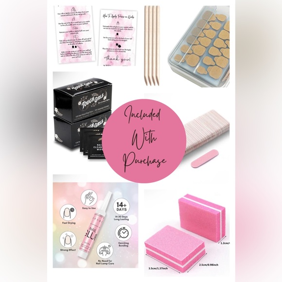 ($5) 24pc Pink & Red Heart French Tip Press On Nail Set - Picture 3 of 3